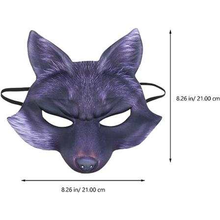 Fox- Shape Half Mask Animal Cosplay kostyme Halvt ansikts kattemasker til Halloween Carnival Masquerade Black