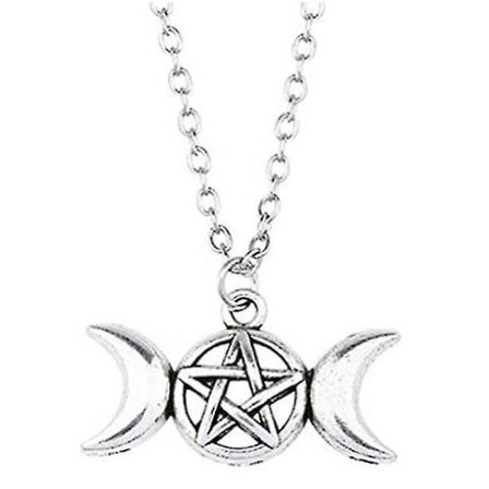 Jumalatar Triple Viking Kuu Tähti Kaulakoru Riippuva Vintage Steampunk Pentagrammi Taika Amuletti Choker Naisille Korut Lahja Bijoux A 1
