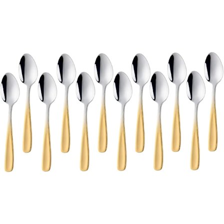 Teske 12 styk kaffeskeer i rustfrit stål 13,5 cm lille ske espressoske dessertske mini teskeer metalkruske (farvegradient