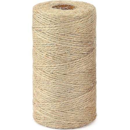Jutesnor, naturlig hagejute tau, 2-trådet kunst- og håndverkslinhyssing brun for DIY-håndverk; Hagebruk 1.5MM *100M