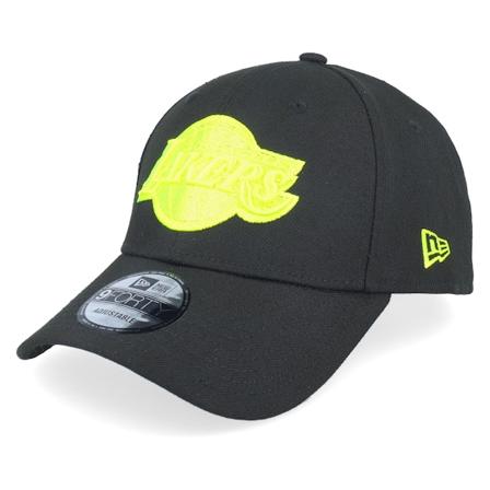 New Era - NBA Zwart adjustable Cap - Los Angeles Lakers Pop Logo 9FORTY Black/Neon Yellow Adjustable @ Hatstore