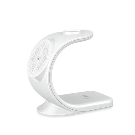 Kreativ tre-i-én magnetisk trådløs opladning 15W skrivebordsstativ til trådløs hurtigopladning til Apple-ure og hovedtelefoner White