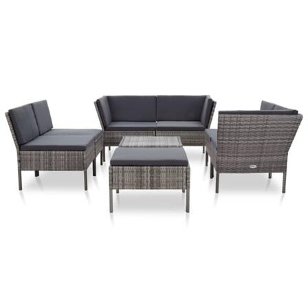 Vidaxl Loungeset För Trädgården Med Dynor 8 Delar Konstrotting G Grå