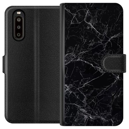Kompatibel Tegnebogsetui til Sony Sony Xperia 10 II Marmor Sort