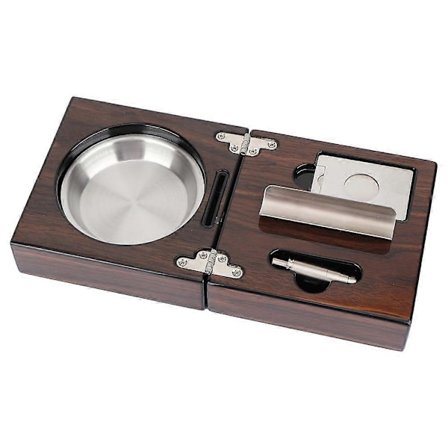 Puinen kokoontaitettava sikarituhkakuppi giljotiinileikkurilla ja rei'ittimellä