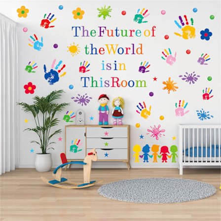 Käsintehtyjä lainauksia lasten seinätarroista lastenhuoneen sisustukseen ja irrotettava