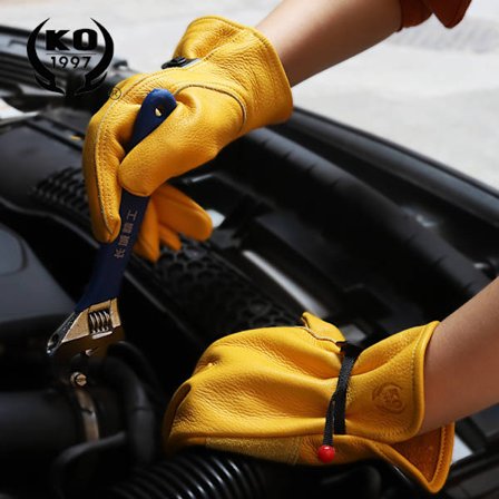 Herre/Dame Havehandsker, Kohud Arbejdshandsker, Anti-torn og Anti-Cut Havearbejdshandsker - Gul Fortykning