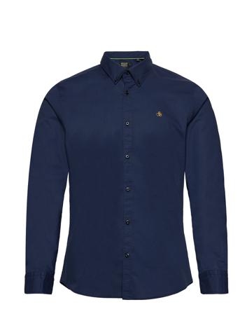 Essentials Slim-Fit Organic Cotton Poplin Shirt Skjorte Uformell Blå Scotch & Soda