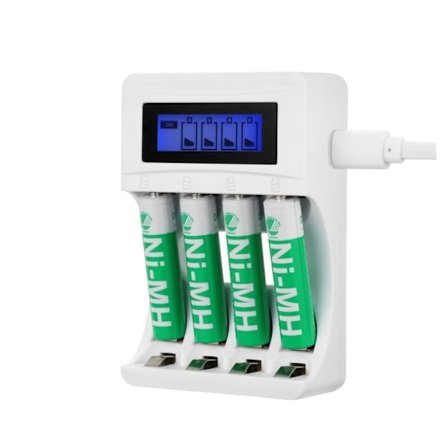 DELTACO Ultimate Ni-Mh USB charger with 4 x AAA batteries