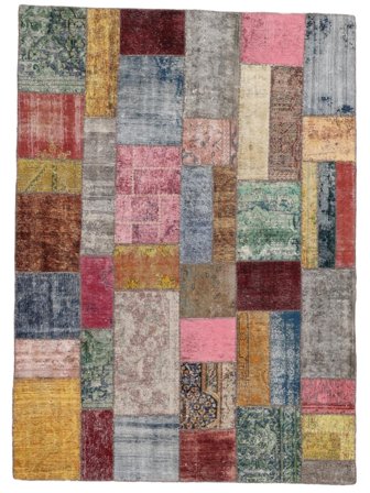 Handgeknüpft Patchwork Teppich 171X236 Dunkelgrau/Braun
