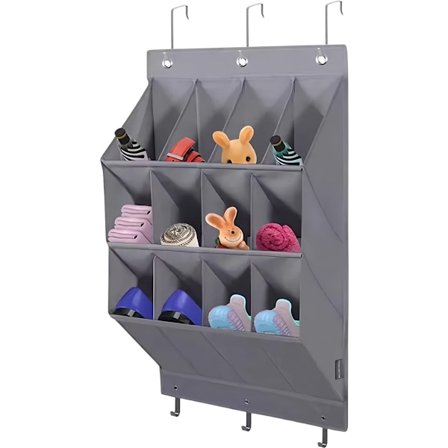 ING Bak-døren Oppbevaring Over-døren Skohylle Hengende Skoorganisering 12 Rom Dyp Hengende Organisering 3-lags Hengende Skohylle Grå