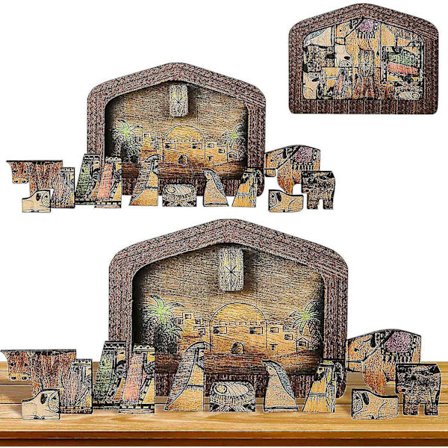 Træpuslespil Jesus Statue Julekrybbe Puslespil Skulptur Dekorationer