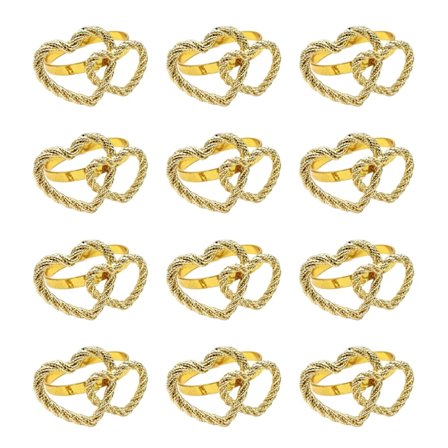 12 st Alla hjärtans dag Servettringar Dubbla hjärtformade servettringhållare för Alla hjärtans dag Bröllopsbankett Födelsedagsfest