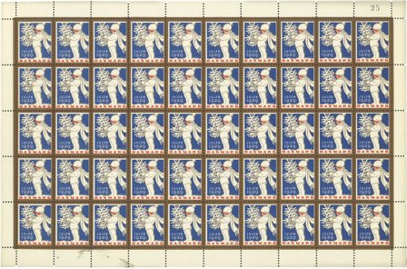 Danmark - Julemærkeark 1929 - Ufoldet