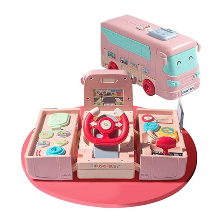 Leke Bil Morsom Lyd&Lys Fantasifull Skolebuss Barn Gutter Jenter Baby Rosa