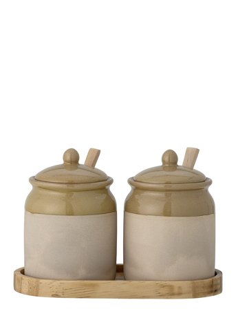 Bloomingville | Elaf Jar W/Lid & Spoon, Set Of 3 | ONE SIZE x 20.5