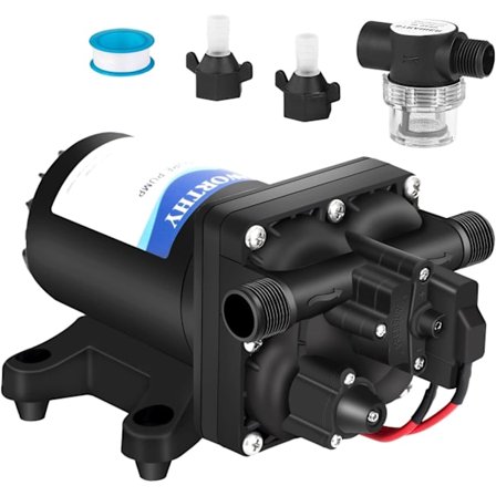 12V RV Färskvattenpump, 12 Volt Vattentryck Diafragmapump 3.5GPM 55PSI Självsugande för Husbil Båt Dusch Trädgård Lastbil