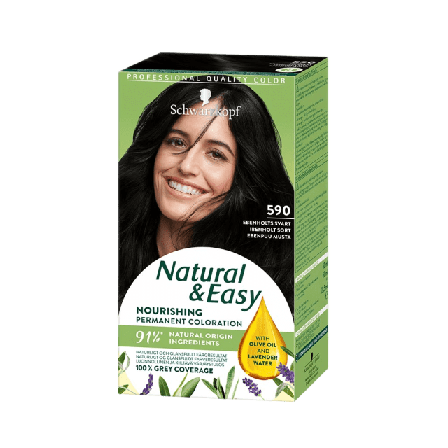 Schwarzkopf Natural & Easy 590 Ebenholts Svart Hårfärg Unisex Brun 142,5 ML