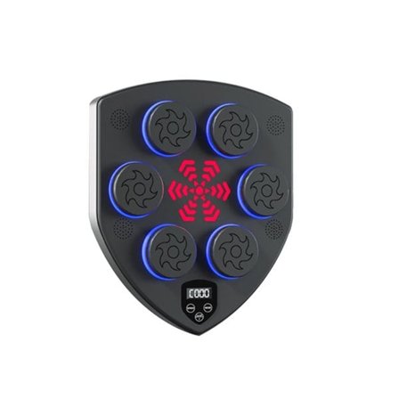 Interaktiv boksemaskine med højttalere, lyseffekter og registrering af slag