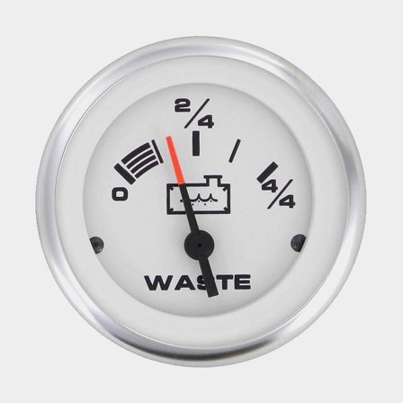 Jauge de fosse septique Veethree Lido, sans buée, Ø52 mm, 12 V, FB / VDO, 10 - 180 Ω, argent/blanc