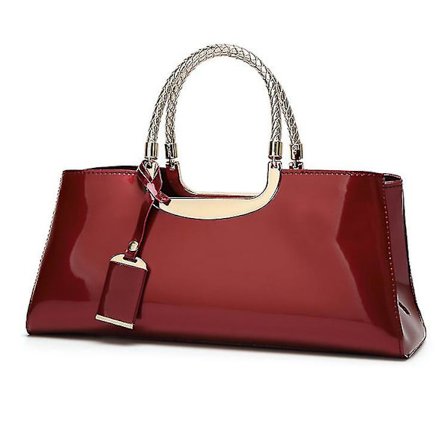 1 stk. Fashion Glossy Gummi Lak Læder Håndtaske Til Kvinder Skulder Festival Fest, Bryllup Fest Taske #burgundy