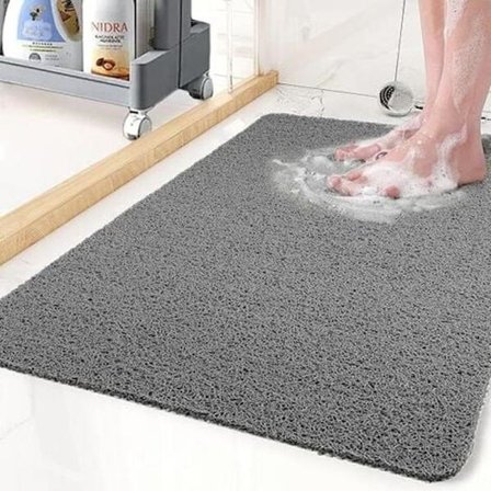 Sklisikker dusjmatte, badematte uten sugekopper, loofah-badematte for badekar, hurtigtørkende, grå 50x80cm