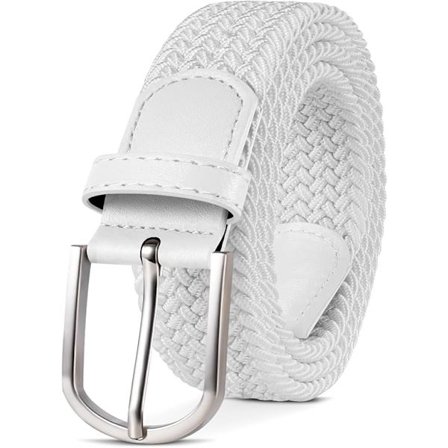 Nytt herrebelte, elastisk flettet belte unisex menn kvinner flettet elastisk stretchvevd belte 33 mm (1,25") hvitt