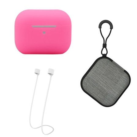 AirPods Pro 2 silikonfodral med rem och förvaringslåda - Noctilucent Rosa