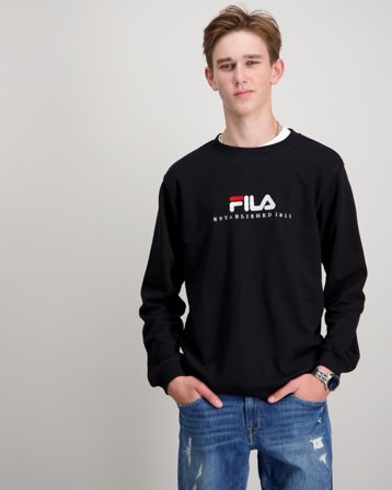 Fila CARISIO regular logo crewneck sweatshirt Czarny Swetry Chłopiec - Kids Brand Store