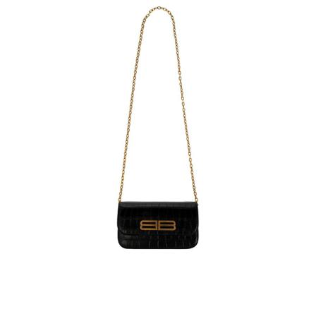 Balenciaga Gossip Pung With Chain Sort, Dame Skuldertasker, Størrelse: ONE Size