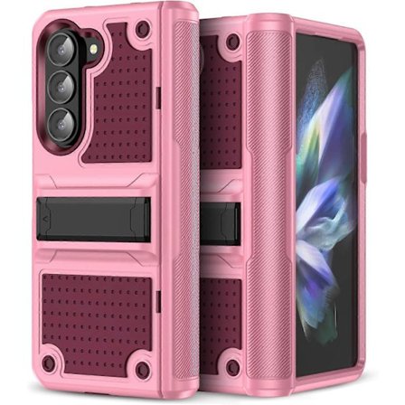 Etui til Samsung Galaxy Z Fold 6 med Stativ, støtsikker 2-i-1 Silikon Gummi med Hard PC Robust Full Body Etui for Z Fold 6