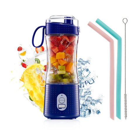 Blå bærbar mini blender, personlig størrelse elektrisk frugtblender USB genopladelig elektrisk frugtblender juicere baby vo
