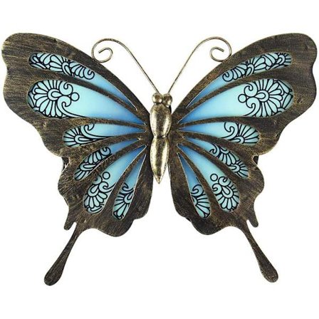 Metall sommerfugl veggkunst utendørs hagegjerde dekorasjoner glass H