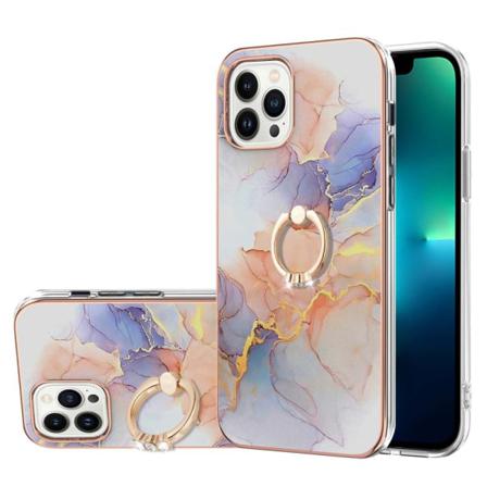 Iphone 14 Pro Max Marmor Tpu Skal Med Ring - Motiv 5 Multifärg
