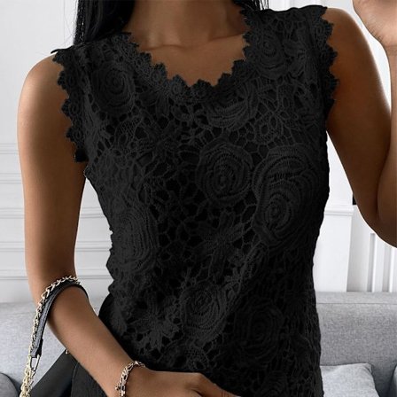 Dameoverdele T-shirt Vest Tee SORT XL