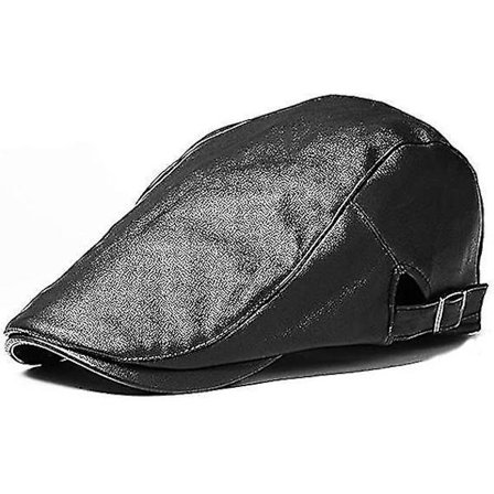 Læder Flat Cap Mænd Newsboy Justerbar Beret Ivy