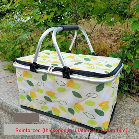 En grøn sammenklappelig picnickurv 30L kurv med låg og