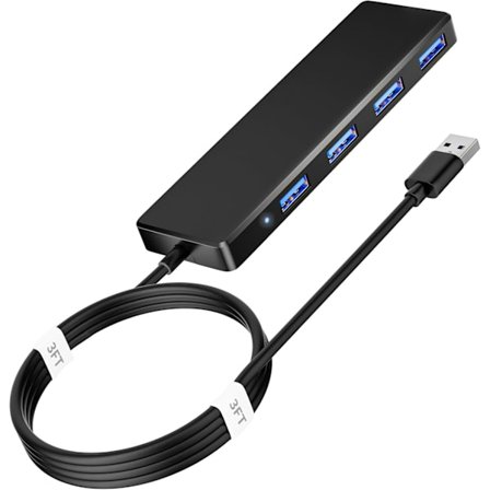 2025 Seneste Model USB 3.0 Hub, 4 Porte USB A Splitter Ultra Slim Mini USB Expander, Multiple USB Hub til Laptop, PC, Xbox, Flash Drive, HD