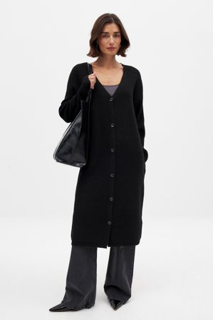 NA-KD Knitted Maxi Cardigan - Cardigans - Sort - XS