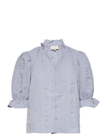 Bergitta Blouse Bluse Langermet Blå Minus