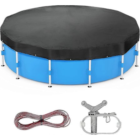 Poolskydd för ovanjordspooler - 10 fot runt poolskydd, med poolskyddskabel och spärrsats