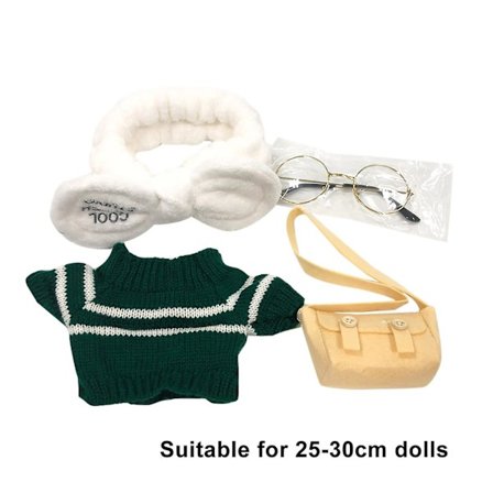 Lalafanfan-klær, påkledningssett for 30 cm leker med briller, lue, genser, skjørt, ryggsekk, barnas leketøygave for jenter