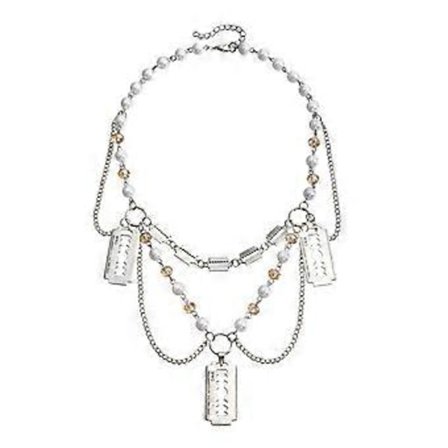 Halsband med hjärta/blad-hänge, överdrivna tofsar, vintage choker, nyckelbenskedja, dubbellagers pärlhalsband (blad)