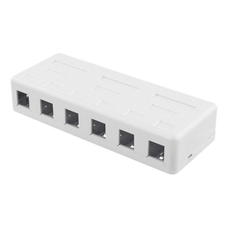 Surface mount box for Keystone, 6 ports, white