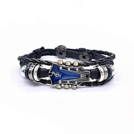 Retro Gitarrarmband i Konstläder, Rockmusik Gitarrarmband i Zinklegering