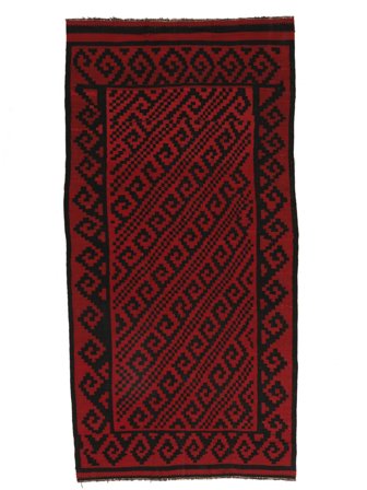Afghan Vintage Kilim Rug 190X388 Black/Dark Red Wool, Afghanistan