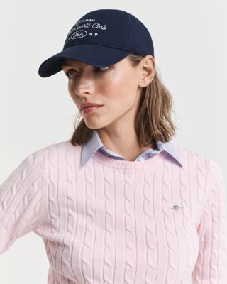 GANT - Kabelstrikket bomullsgenser med stretch til dame salmon