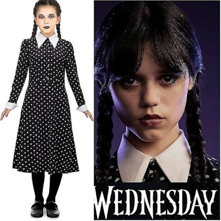 Onsdag Addams Kostyme For Kvinner Jenter