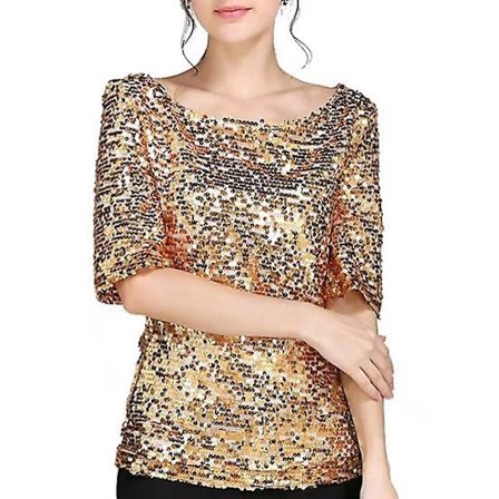 Dame Paillet Top Glitrende T-shirt Stilfuld Komfortabel Halværmet Bluse Streetwear til Sceneoptrædener Hverdagsbrug LGL