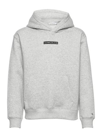 Micro Flock Logo Relaxed Hoodie Grey Calvin Klein